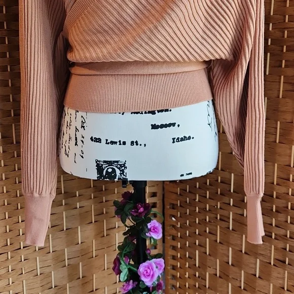 LOVE TREE, Relax Ribbed Knit Wrap, Waist Tie Sweater, Sz M ,Clay Color - Picture 6 of 7